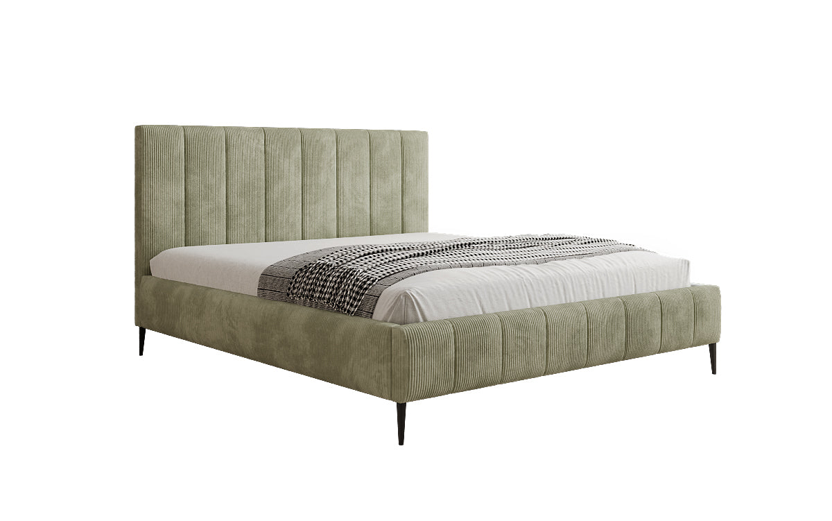 Designer upholstered bed Astrid in Corduroy with storage space