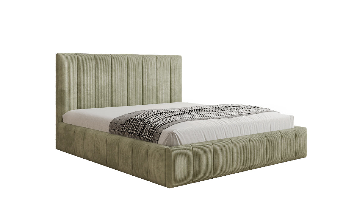 Designer upholstered bed Maja in Corduroy with storage