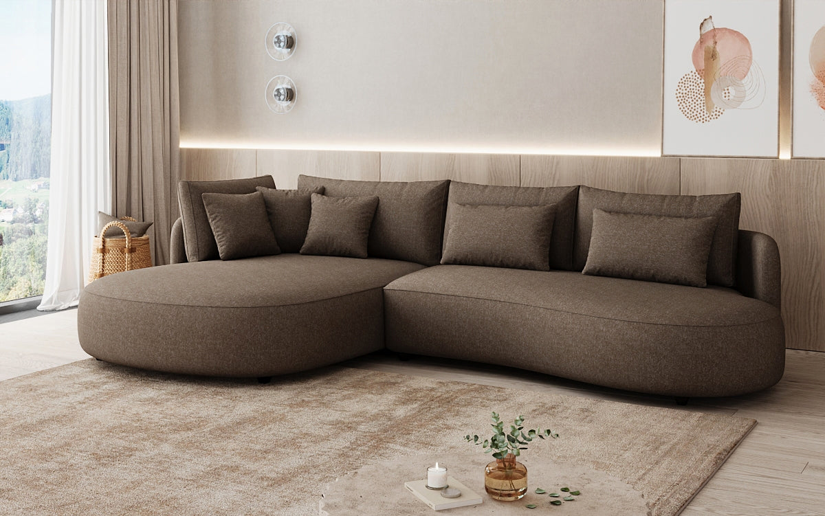 Designer corner sofa Ando Mini in textured fabric