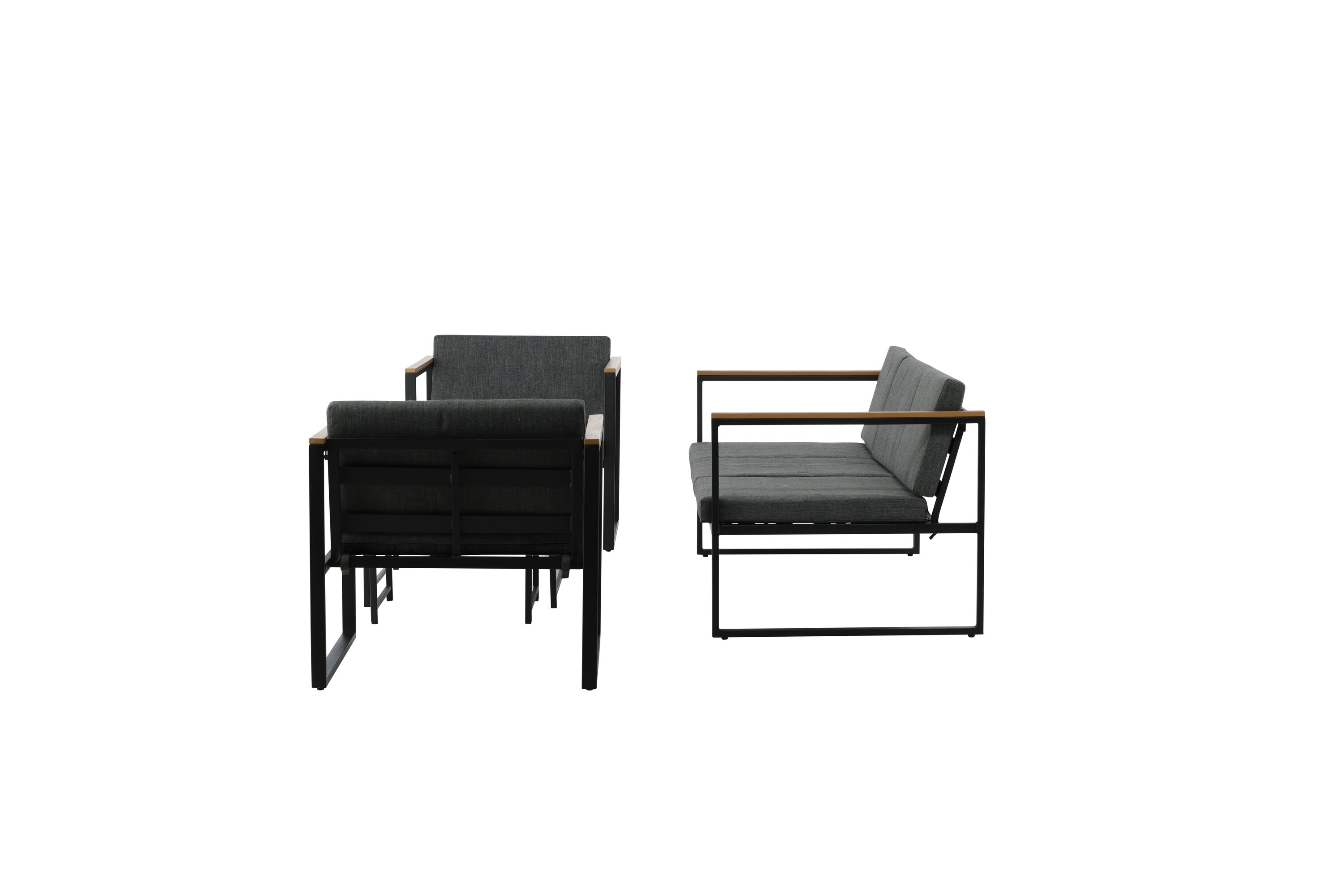 Loungeset Sunrise - aus schwarzem Stahl inkl. Glastischen