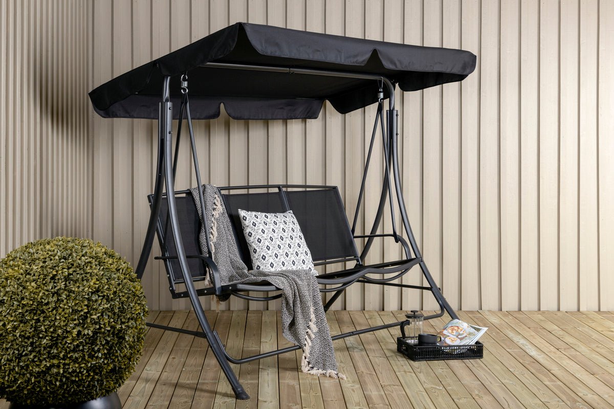 Garden Hollywood Swing Madeira - with Polyester Cover and Steel Frame in Black
