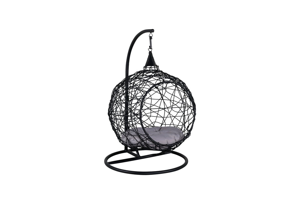 Garden Hanging Chair Layla - made of Rattan/Metal in Black