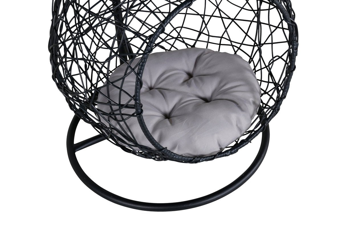 Garden Hanging Chair Layla - made of Rattan/Metal in Black