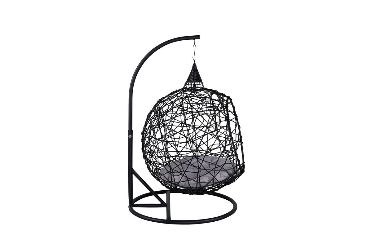 Garden Hanging Chair Layla - made of Rattan/Metal in Black