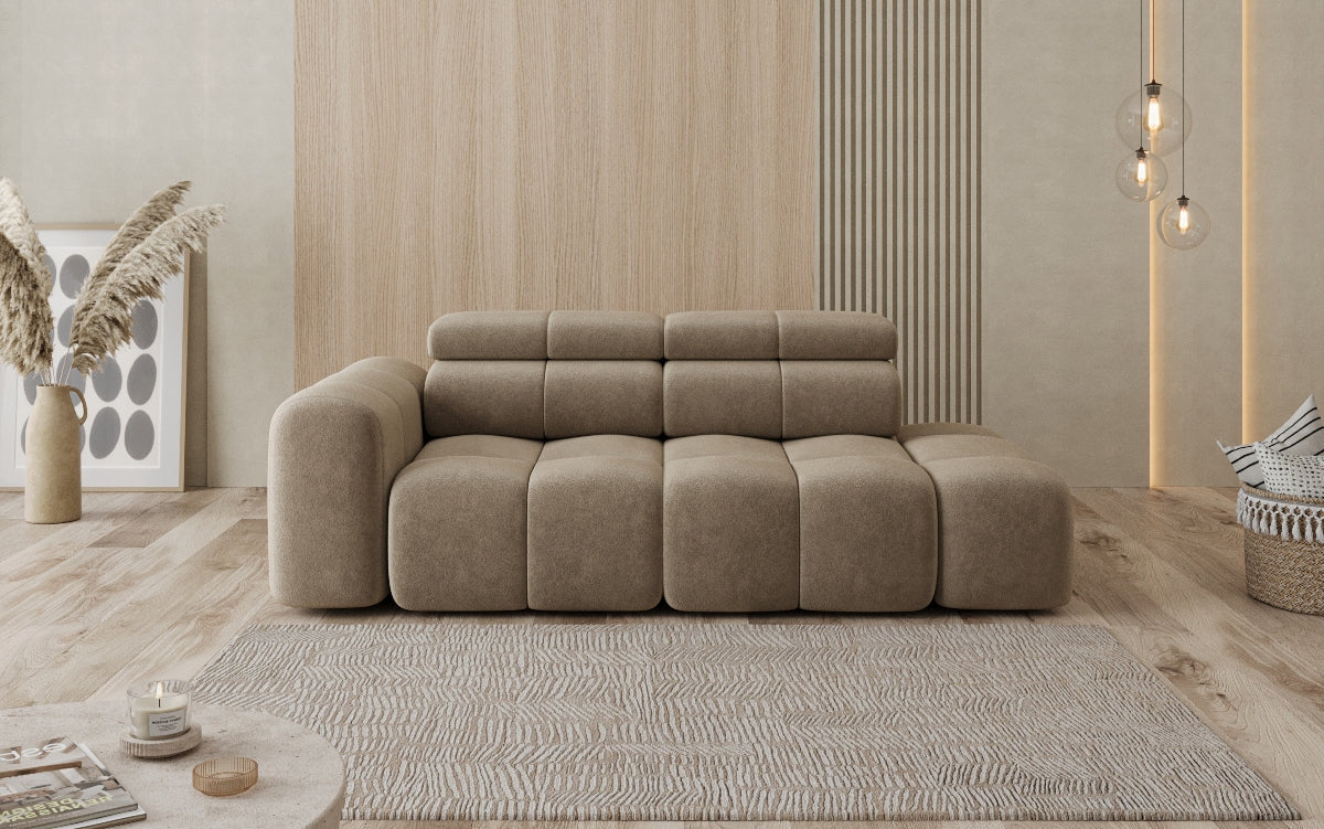 Designer Sofa 3-Sitzer mit Chaise Longue Mia in Chenille