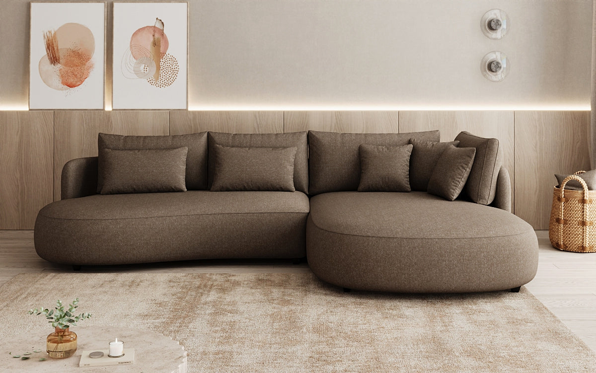 Designer corner sofa Ando Mini in textured fabric