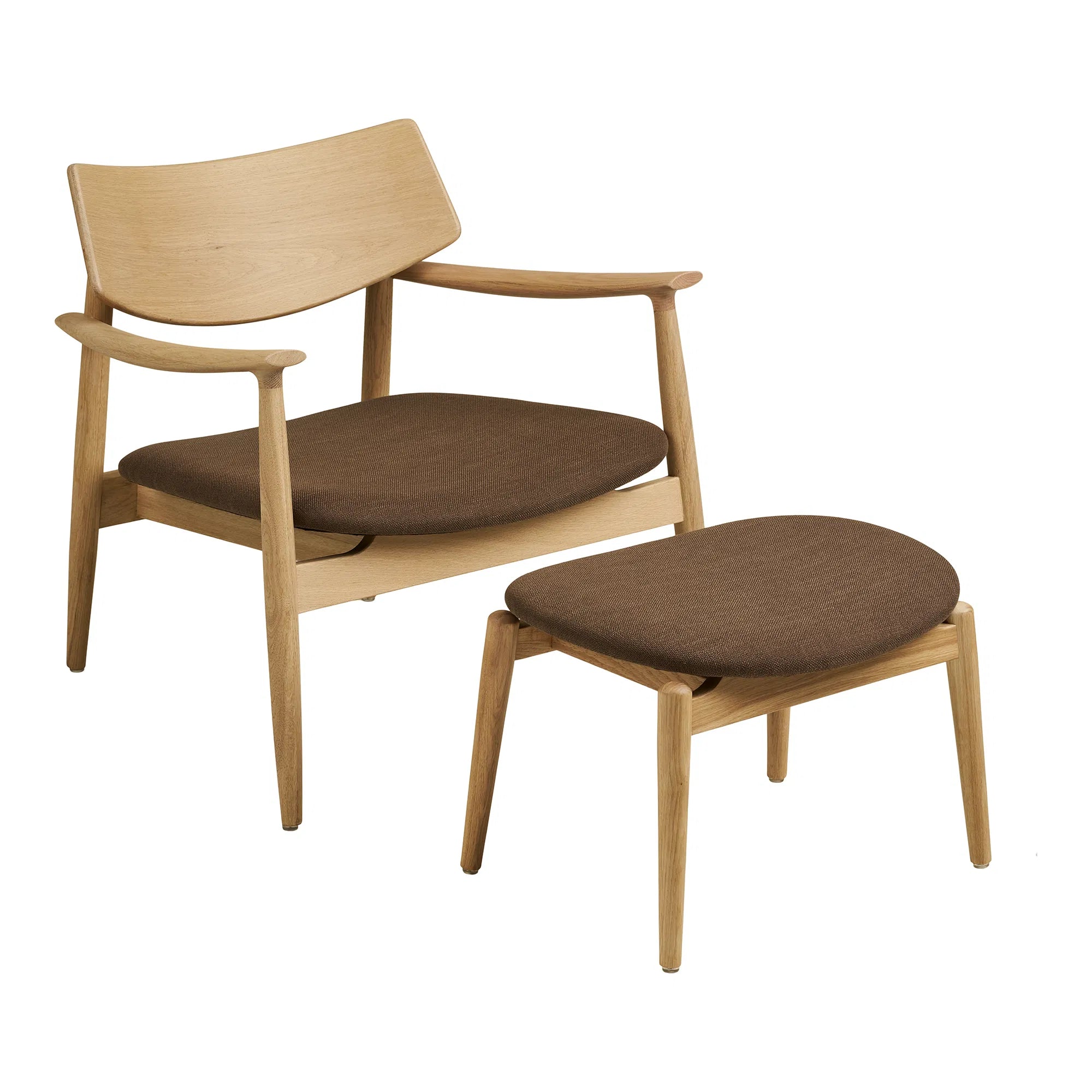 Designer armchair Agnar set with side stool made of oak