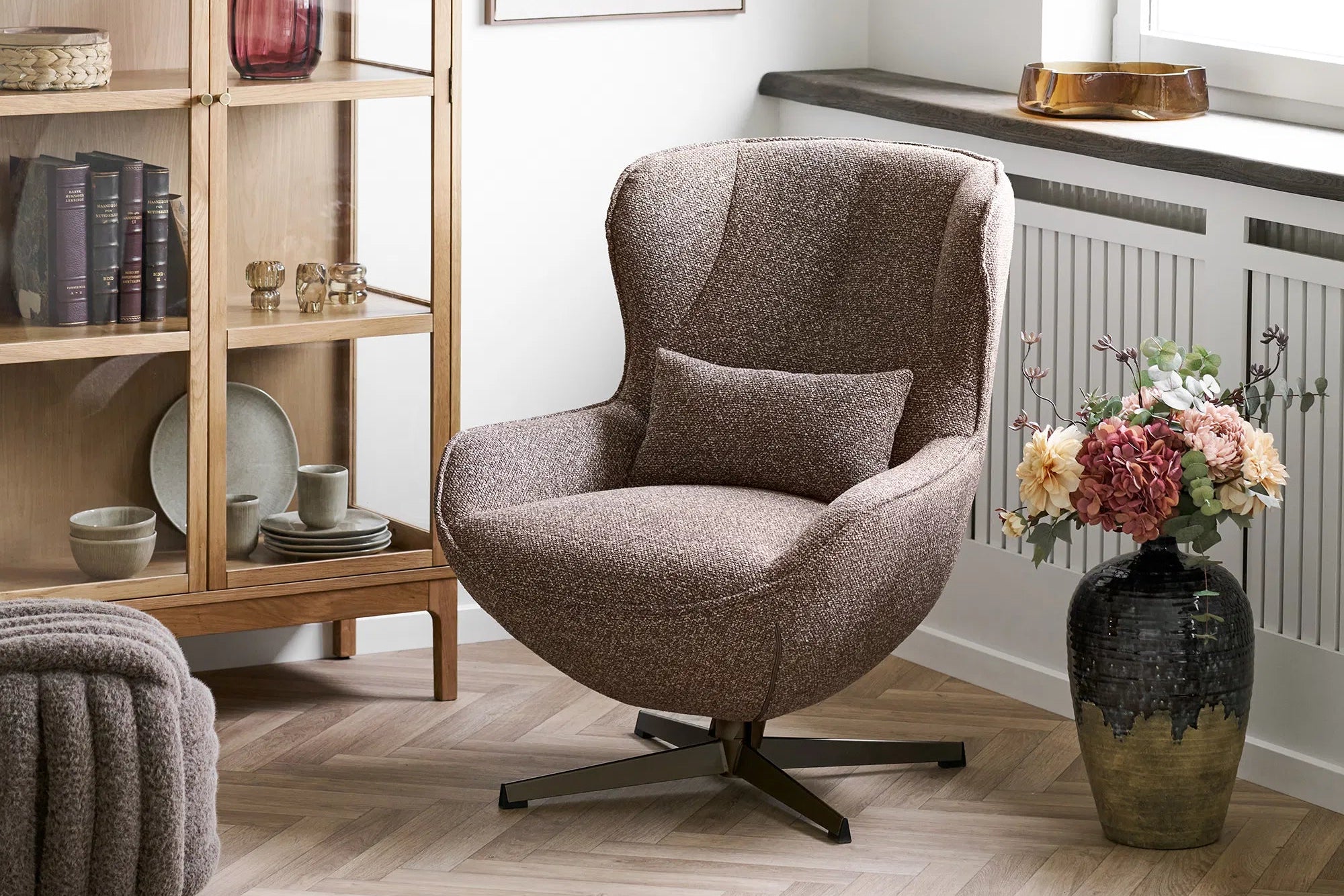 Lounge Sessel Ylvora - Braun mit Rollen