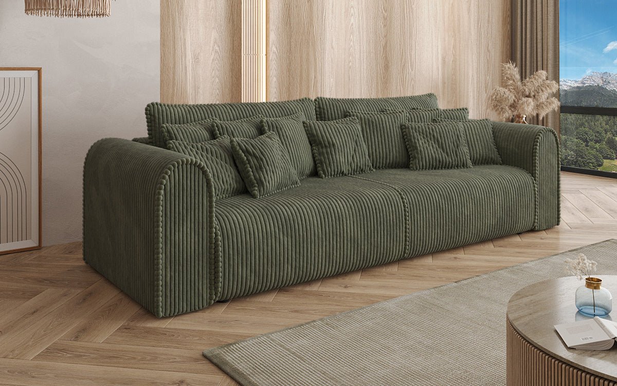 Designer Sofa Big Buddy 3-Seater with Sleeping Function and Storage in Wide Corduroy