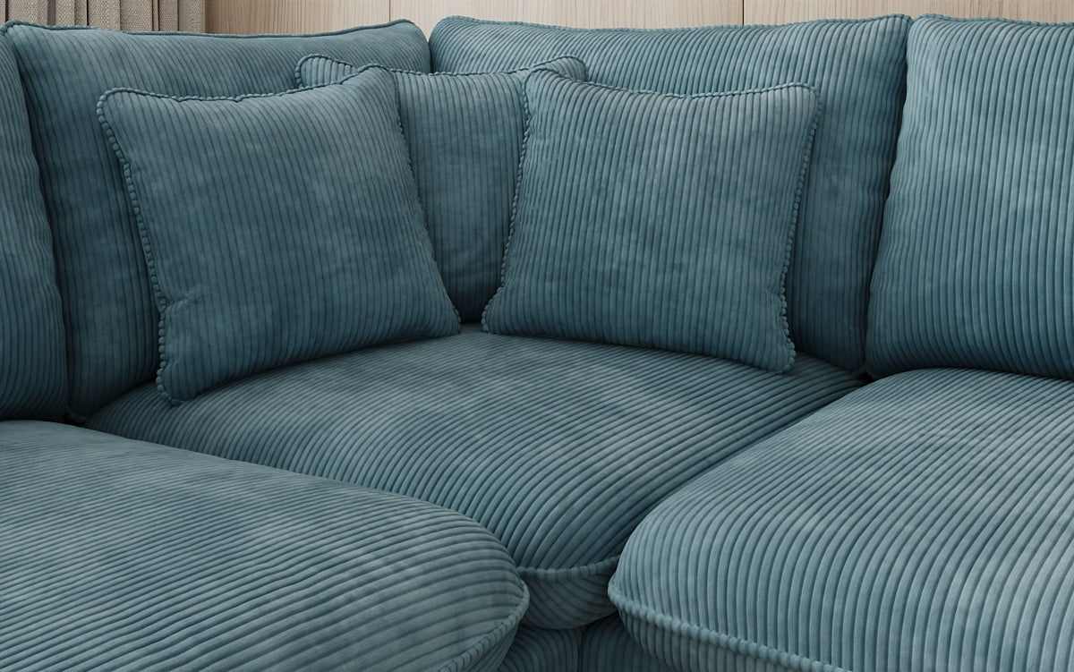 Designer corner sofa Laguna with metal feet in Corduroy