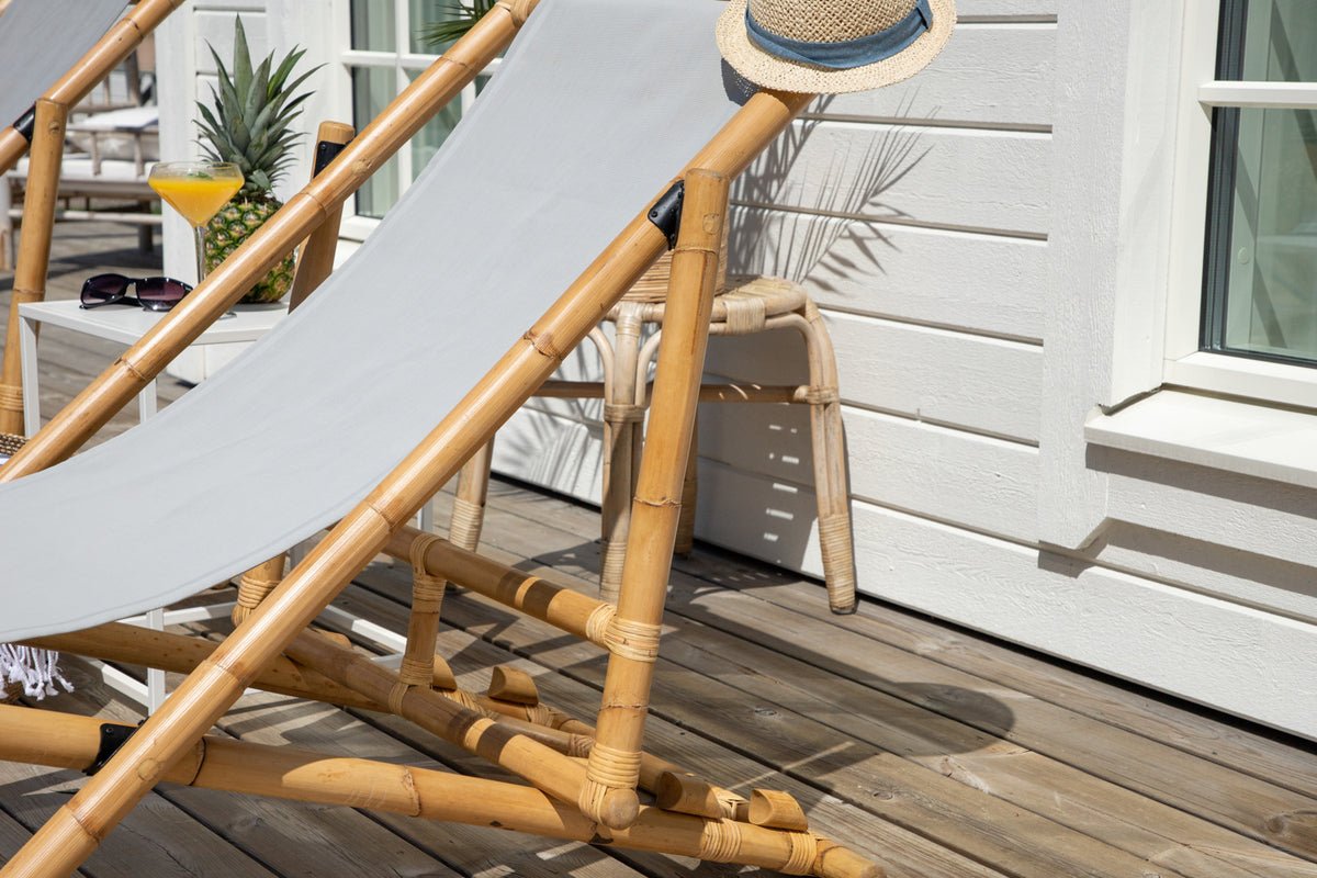 Garden Sun Lounger Coco - made of Rattan and Textilene in Natural Look