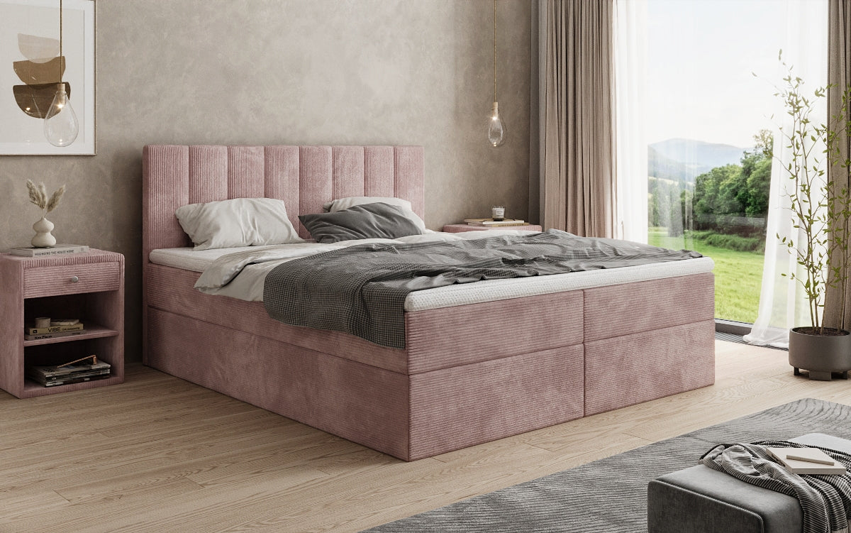 Sofia box spring bed in Corduroy with storage
