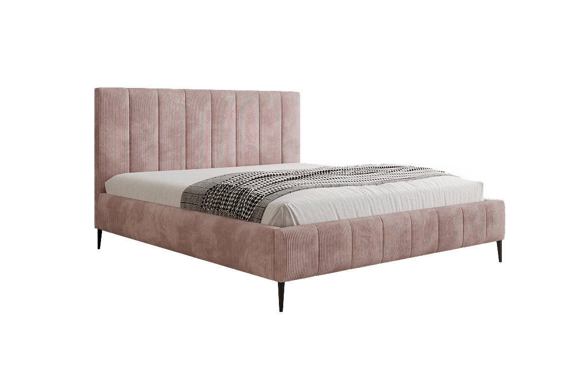 Designer upholstered bed Astrid in Corduroy with storage space