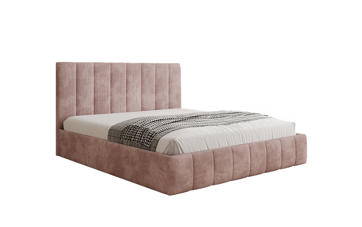 Designer upholstered bed Mila in Corduroy with storage