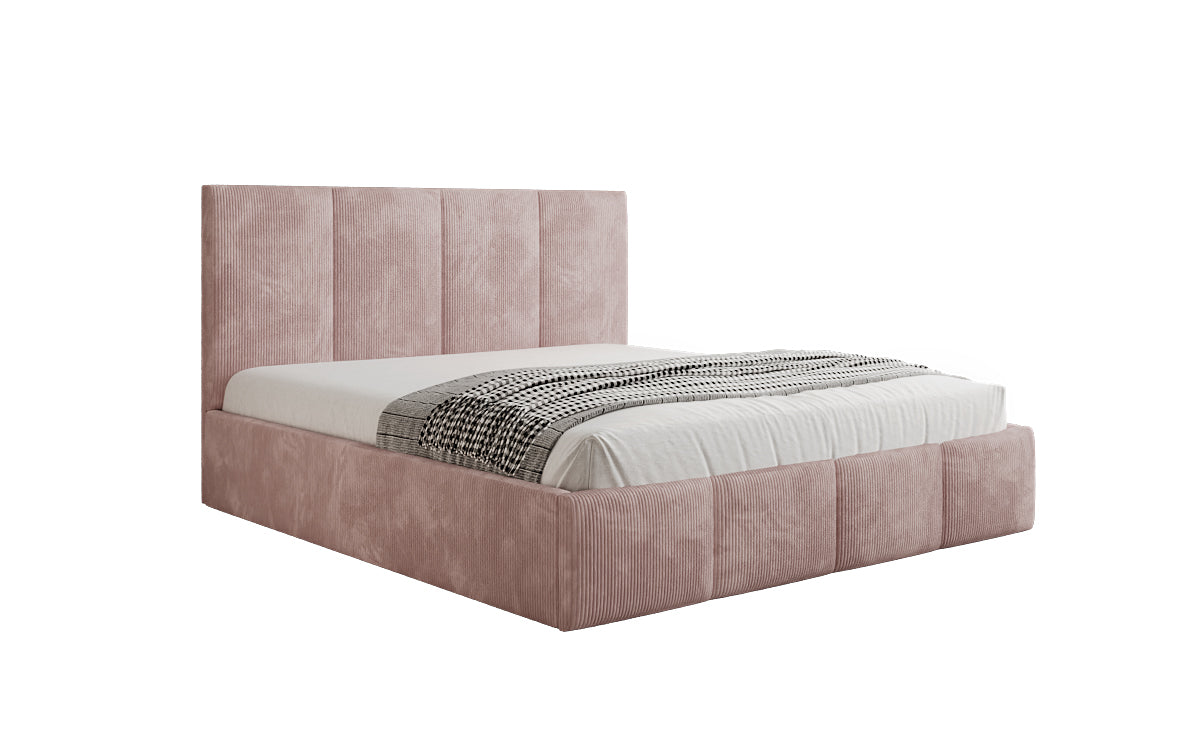 Designer upholstered bed Mina in Corduroy with storage space