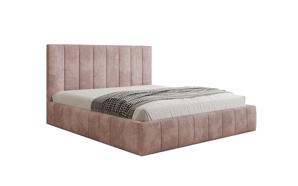 Designer upholstered bed Maja in Corduroy with storage
