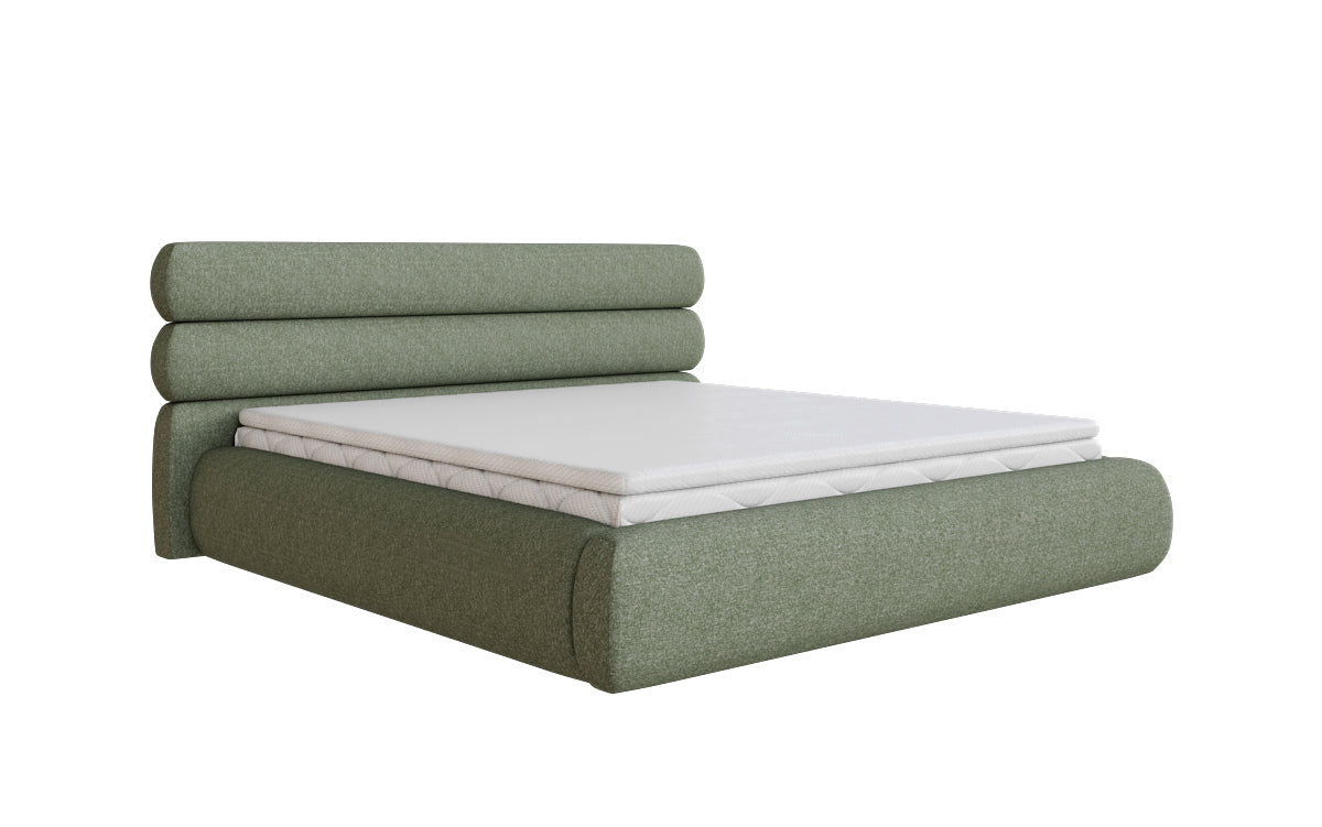 Designer Polsterbett Joline in Strukturstoff mit Stauraum