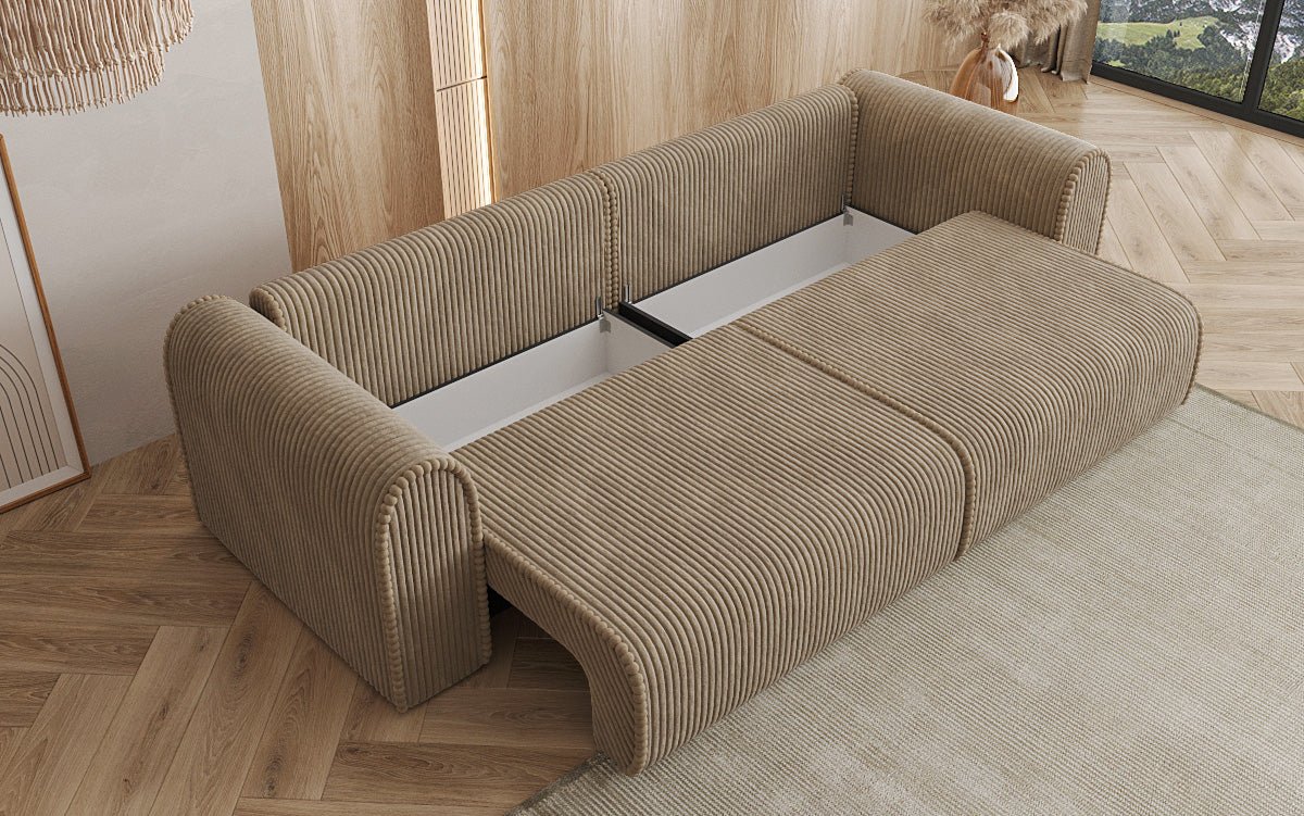 Designer Sofa Big Buddy 3-Seater with Sleeping Function and Storage in Wide Corduroy
