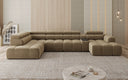 Designer sofa living area Mia with electric seat extension in chenille