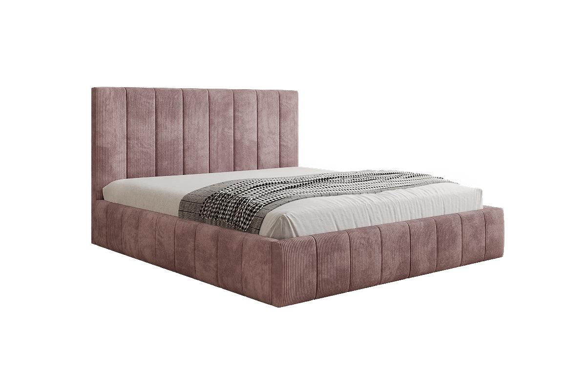 Designer upholstered bed Maja in Corduroy with storage