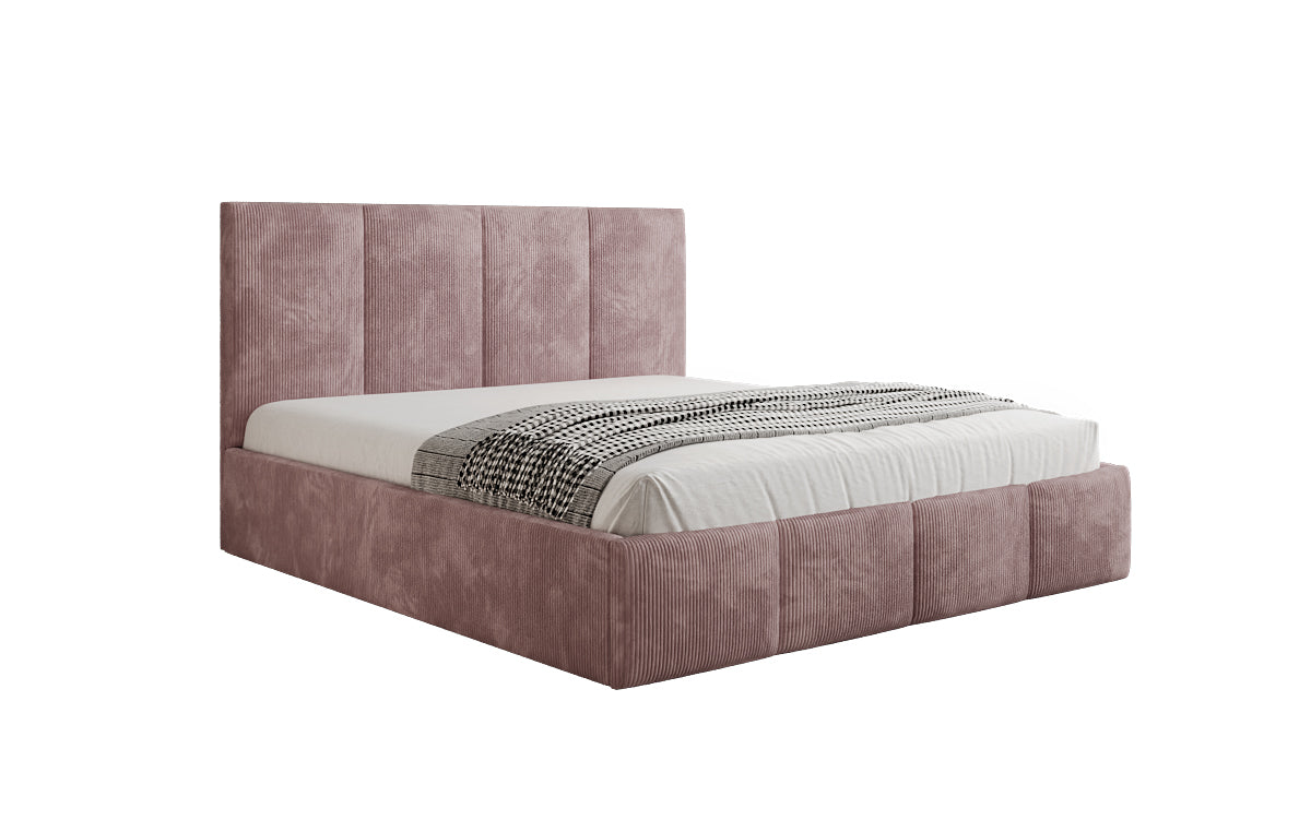 Designer upholstered bed Mina in Corduroy with storage space