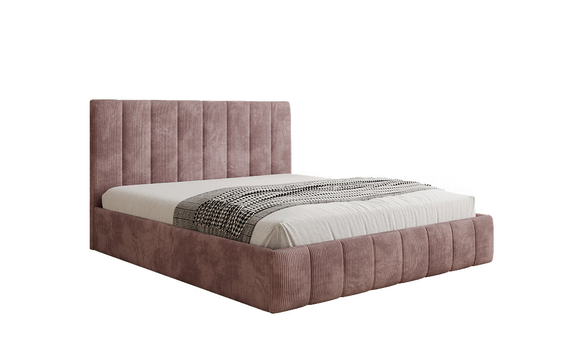 Designer upholstered bed Mila in Corduroy with storage