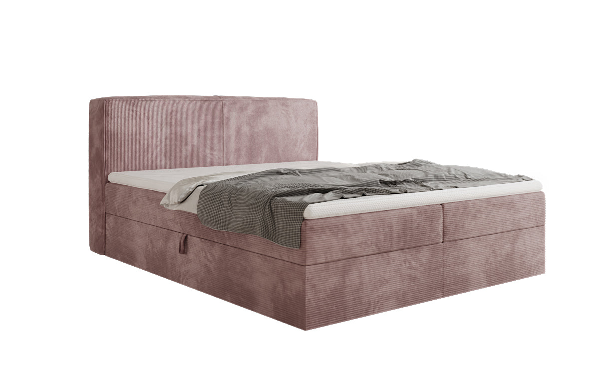 Box spring bed Marea in Corduroy with storage space