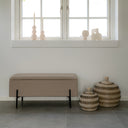 Lora Bouclé Beige Bench with Storage