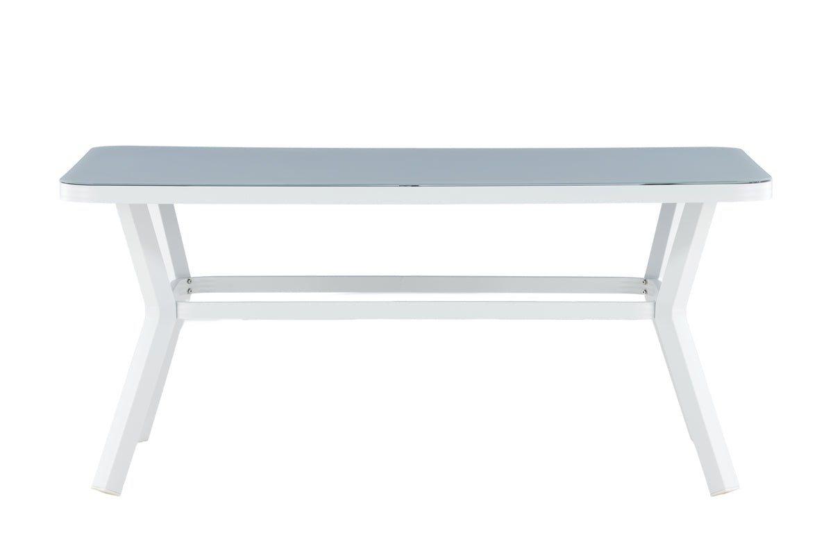 Garden table Amaré - a combination of matte glass top and aluminum frame