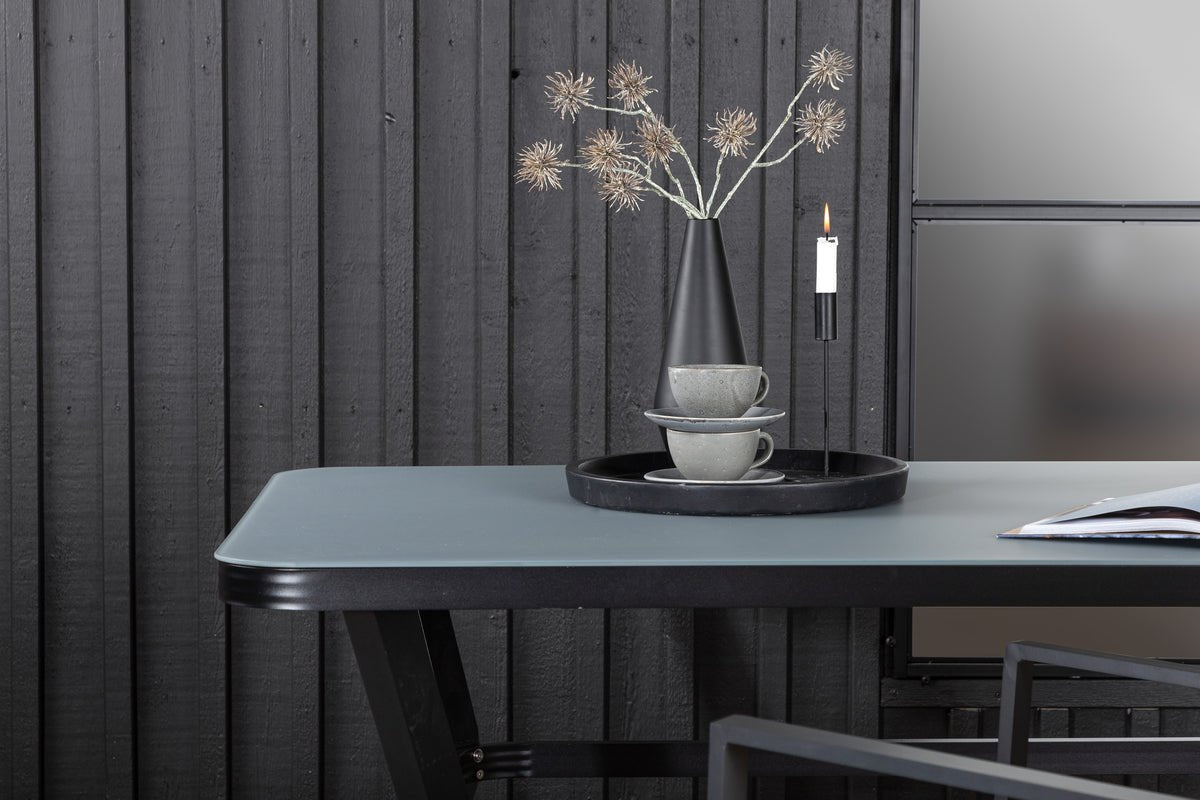 Garden table Amaré - a combination of matte glass top and aluminum frame