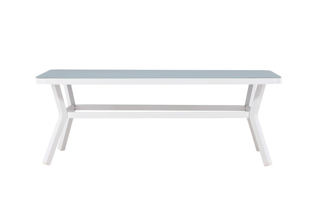 Garden table Amaré - a combination of matte glass top and aluminum frame