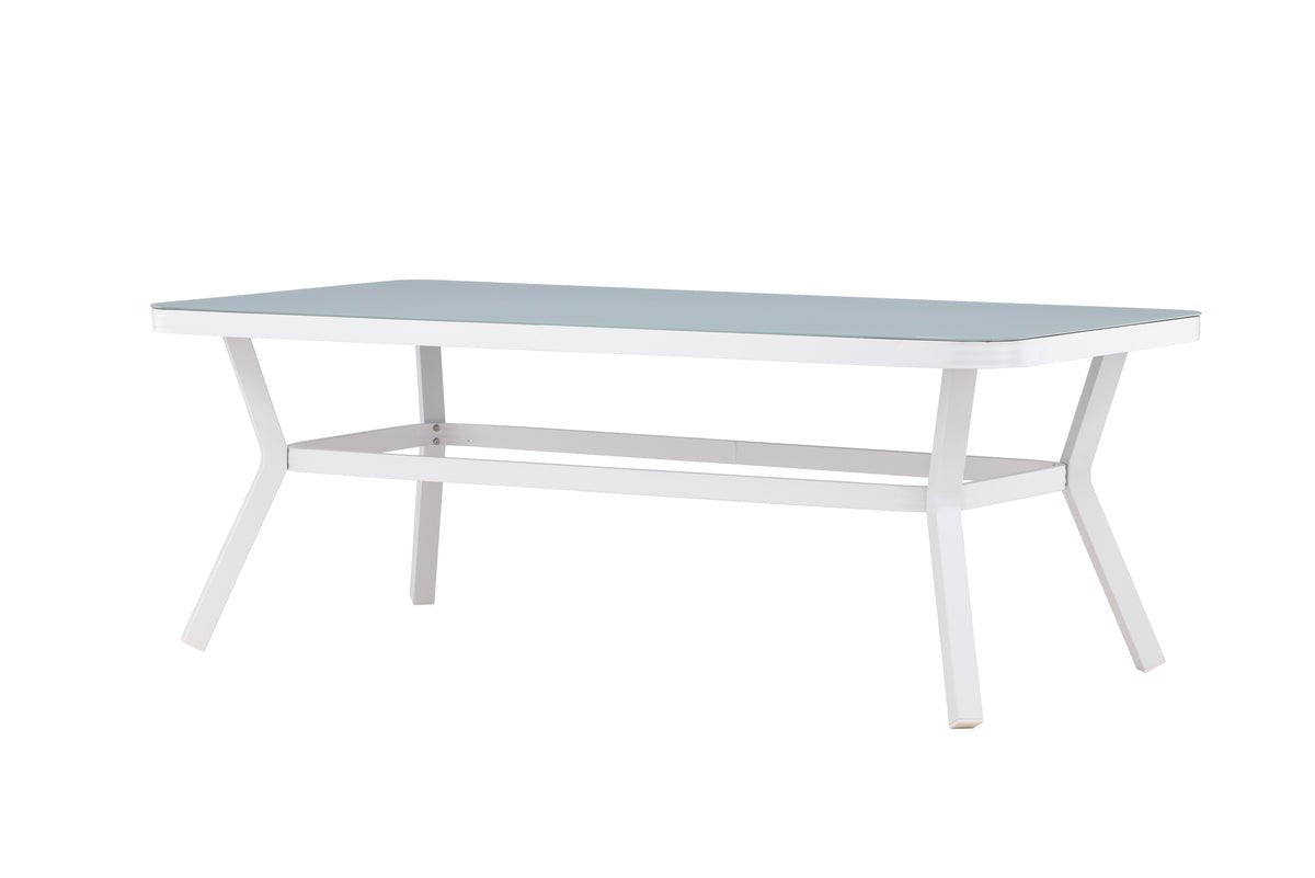Garden table Amaré - a combination of matte glass top and aluminum frame