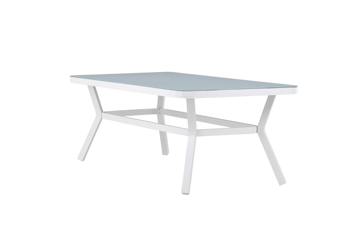 Garden table Amaré - a combination of matte glass top and aluminum frame