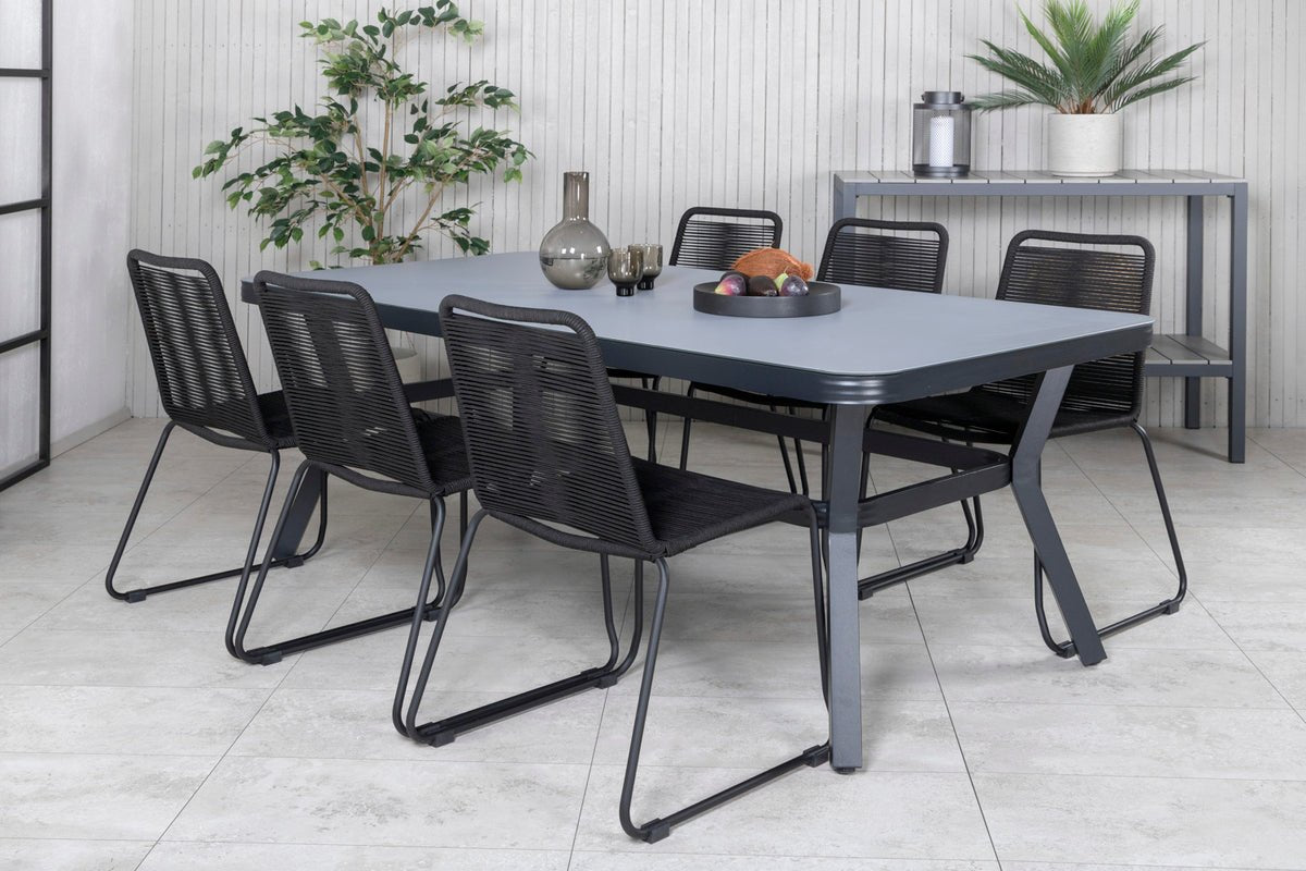 Garden table Amaré - a combination of matte glass top and aluminum frame