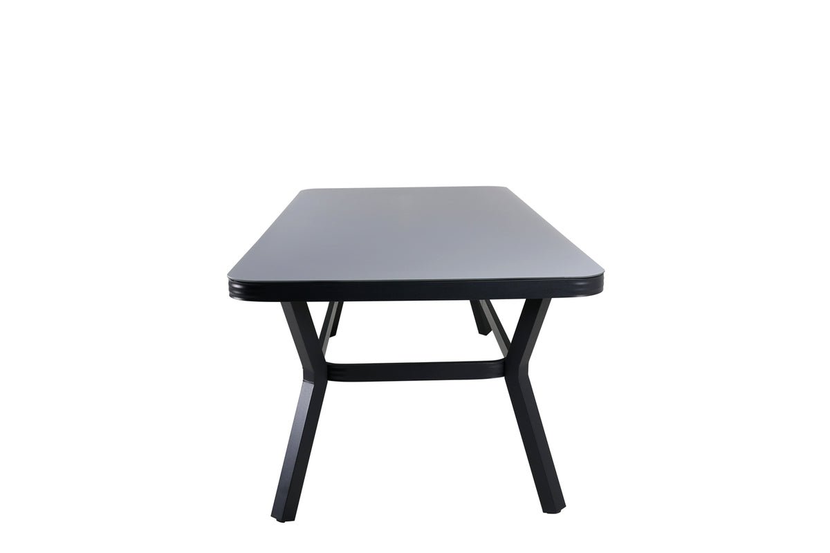 Garden table Amaré - a combination of matte glass top and aluminum frame