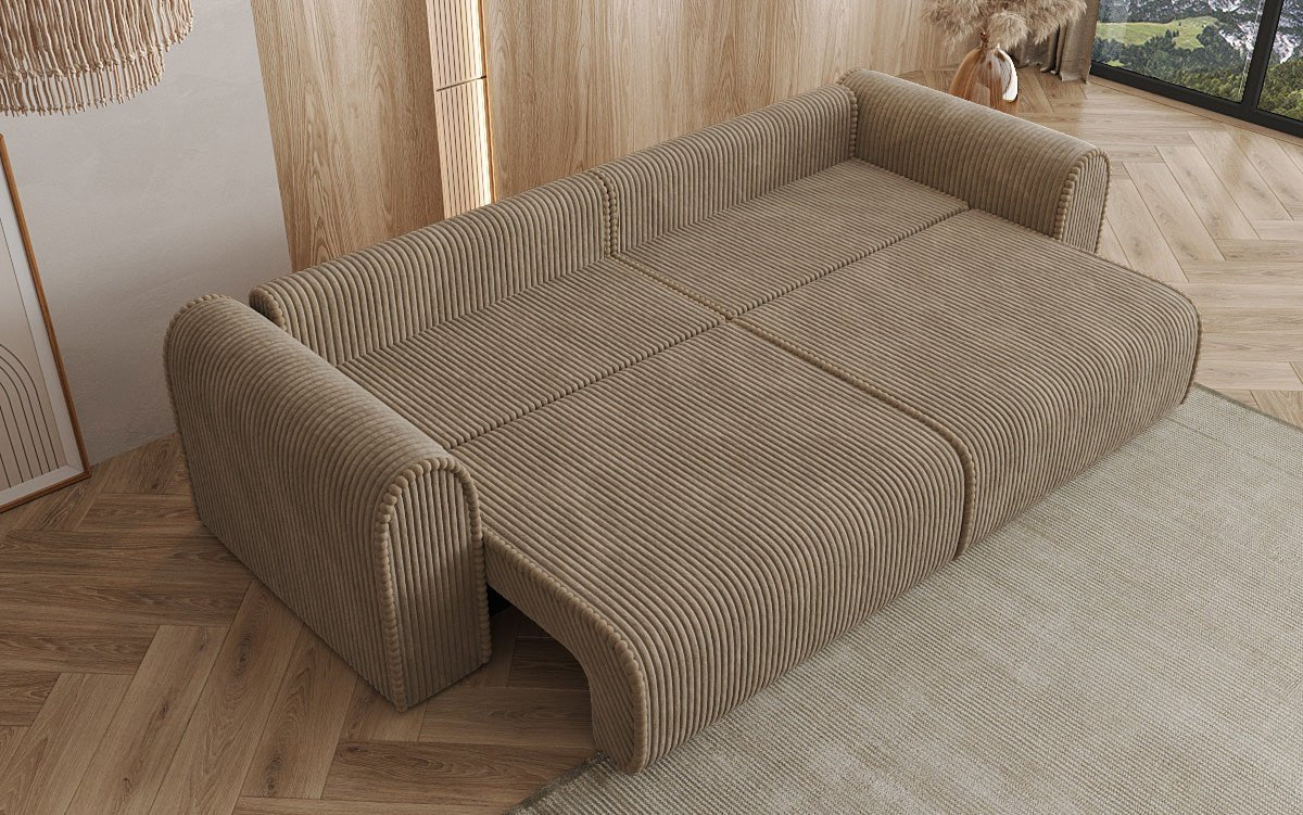 Designer Sofa Big Buddy 3-Seater with Sleeping Function and Storage in Wide Corduroy