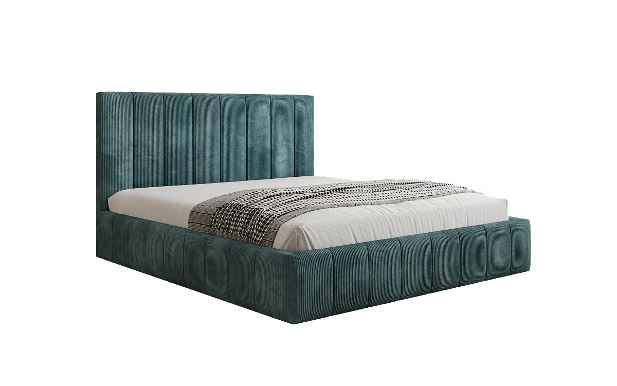 Designer upholstered bed Maja in Corduroy with storage