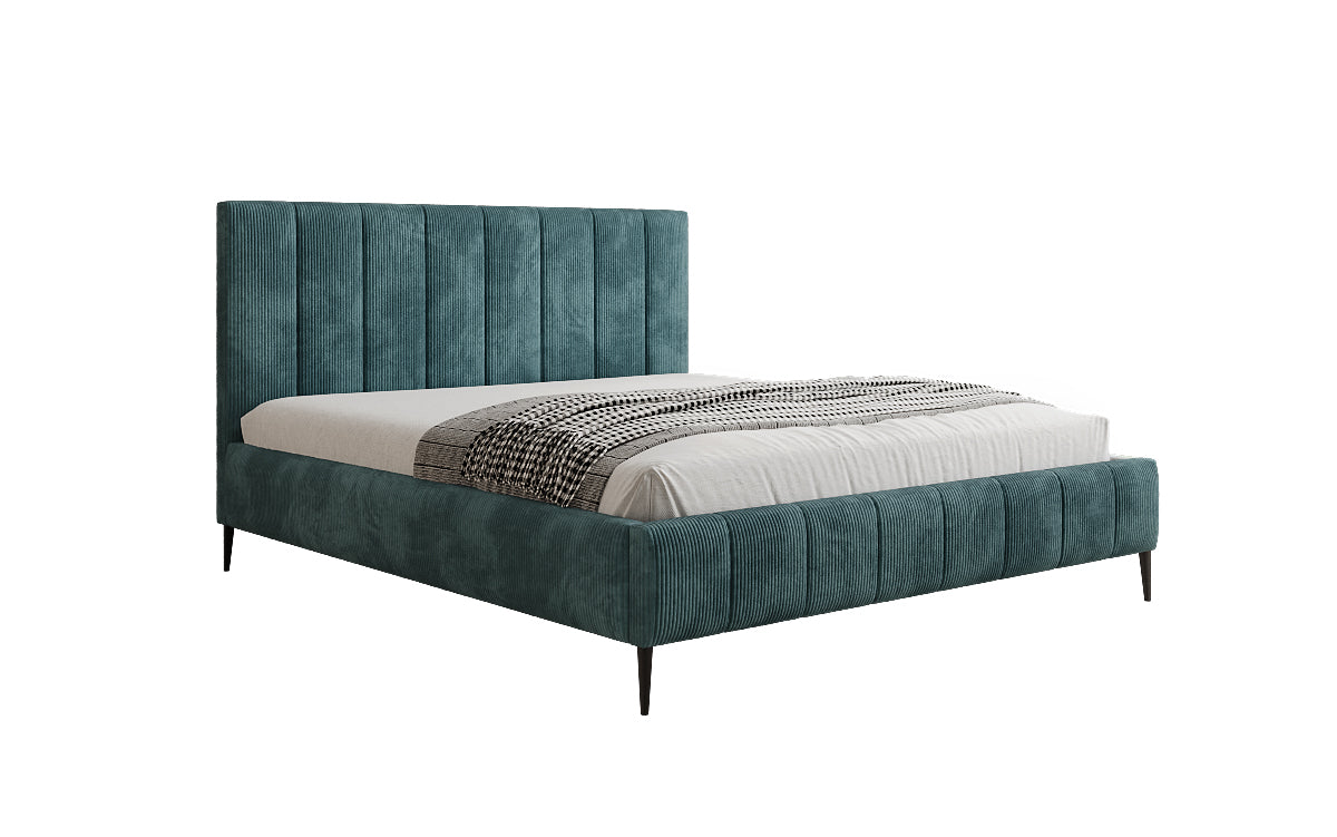 Designer upholstered bed Astrid in Corduroy with storage space