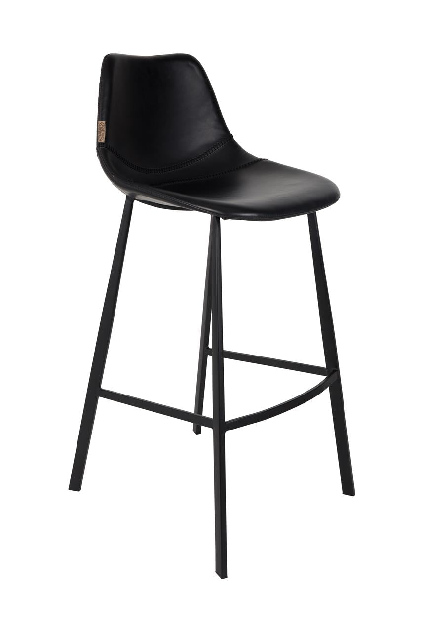 Franky bar stool set of 2 – made of faux leather in Black