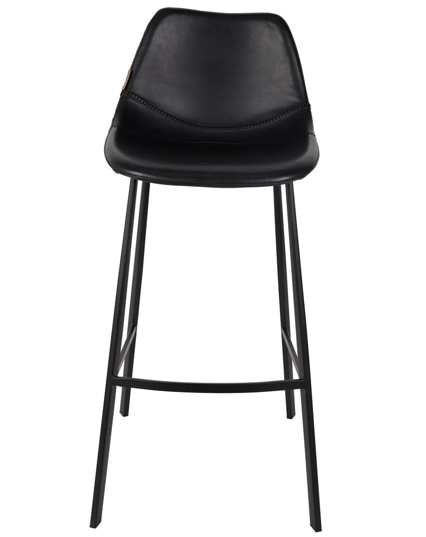 Franky bar stool set of 2 – made of faux leather in Black
