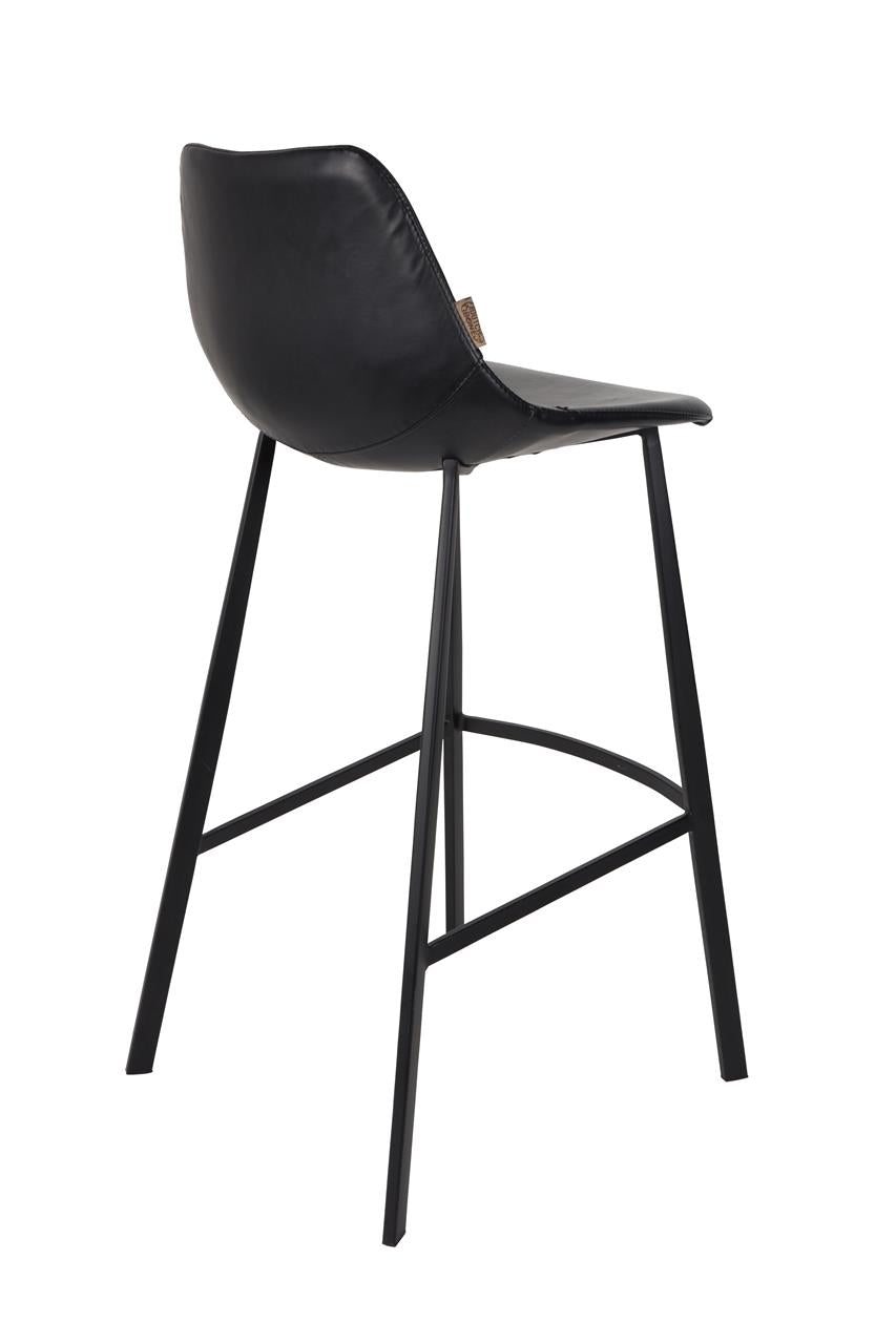 Franky bar stool set of 2 – made of faux leather in Black
