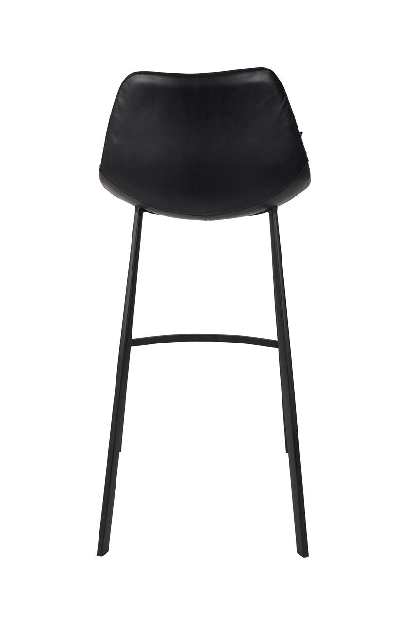 Franky bar stool set of 2 – made of faux leather in Black