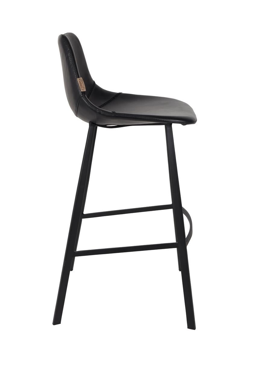 Franky bar stool set of 2 – made of faux leather in Black