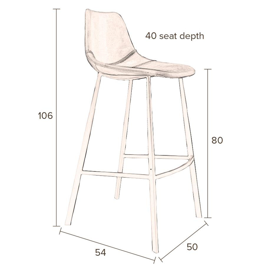 Franky bar stool set of 2 – made of faux leather in Black