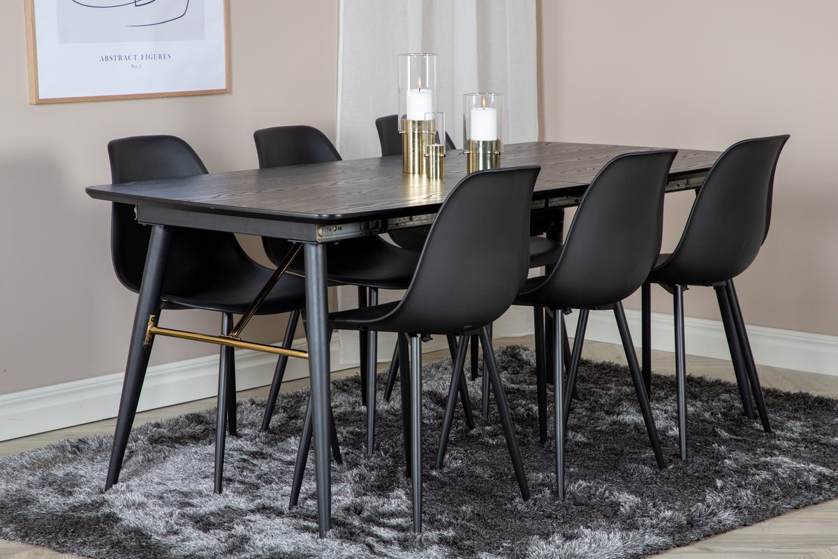 Dining table Ilyra - elegant brass details and wood look