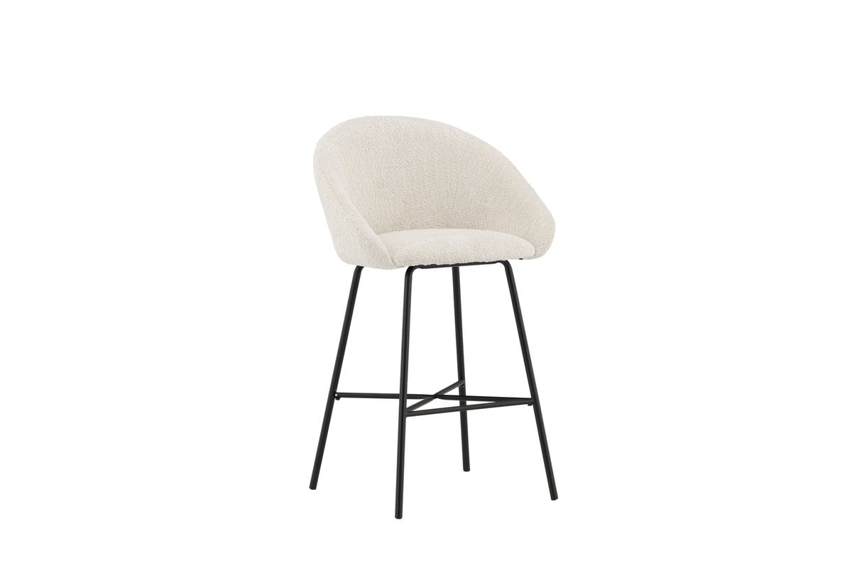 2-piece set - Bar stool Briska with seat made of white teddy fur