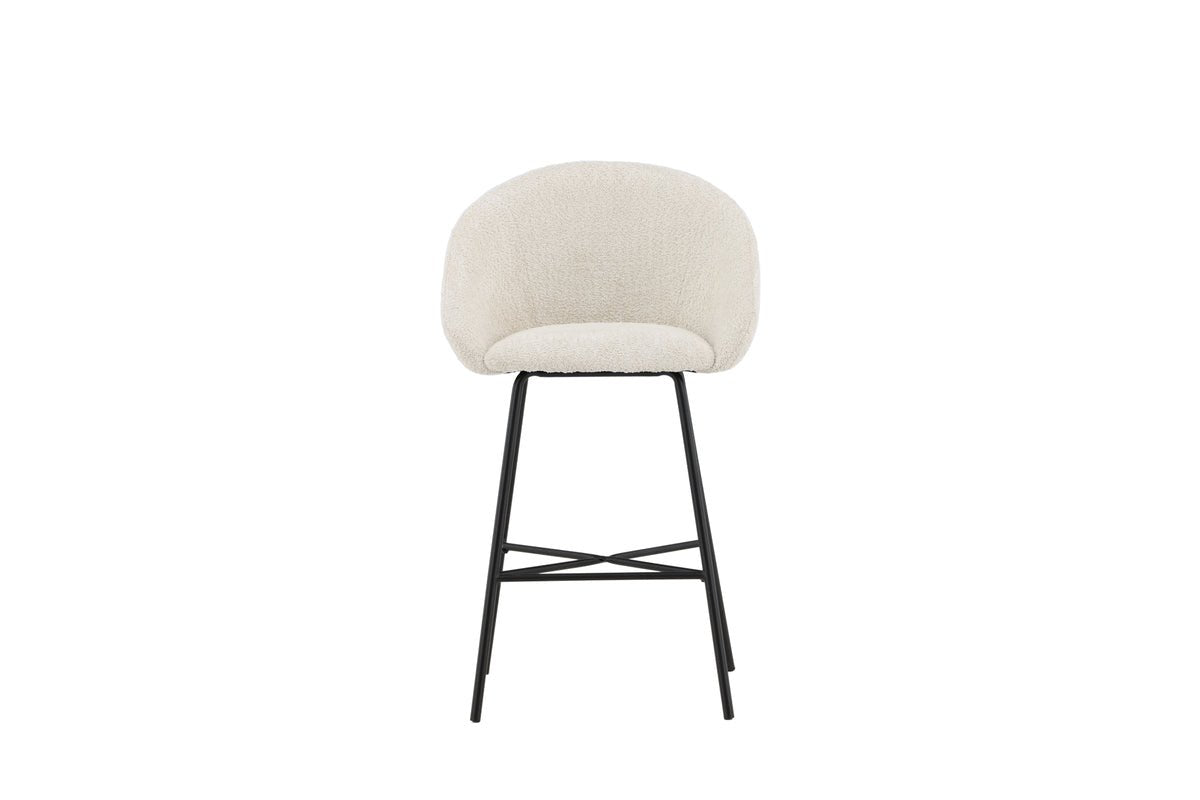 2-piece set - Bar stool Briska with seat made of white teddy fur