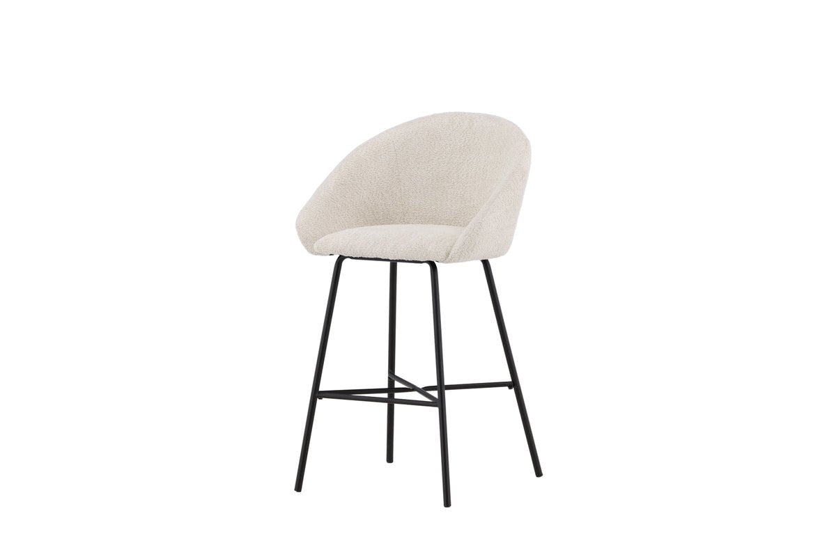 2-piece set - Bar stool Briska with seat made of white teddy fur