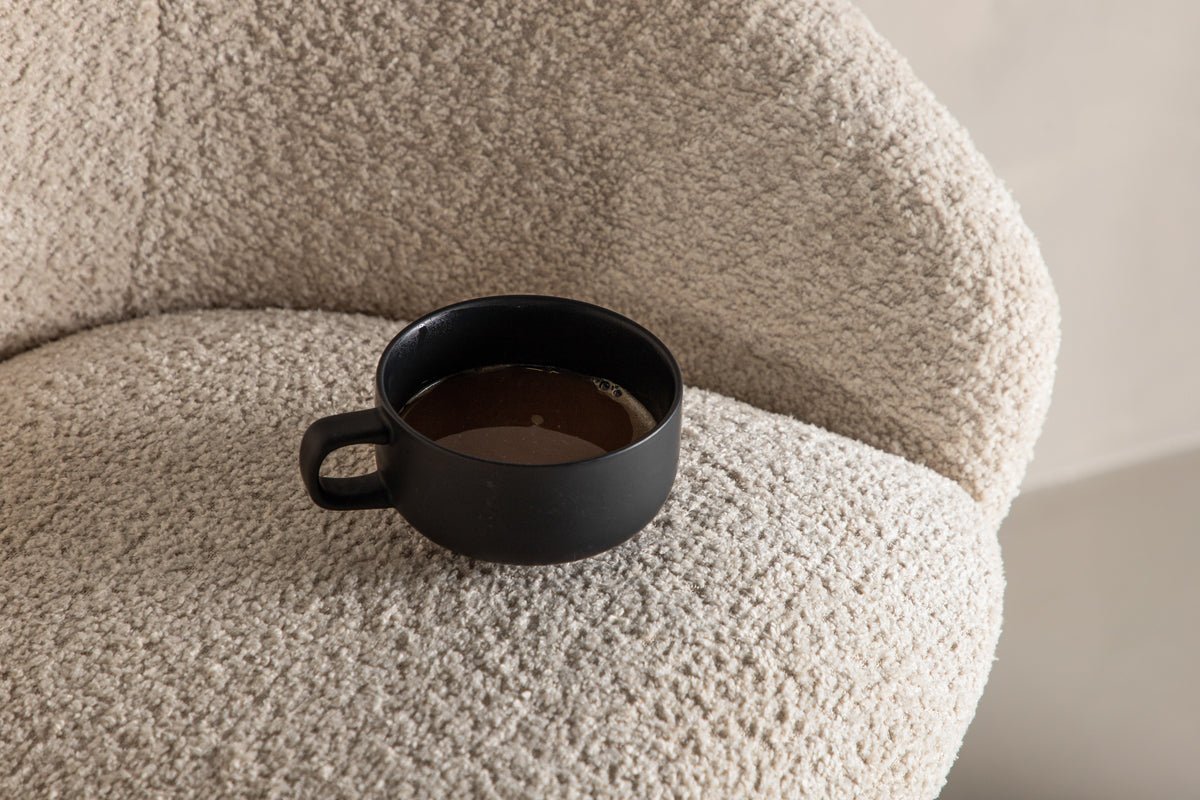 2-piece set - Bar stool Briska with seat made of white teddy fur