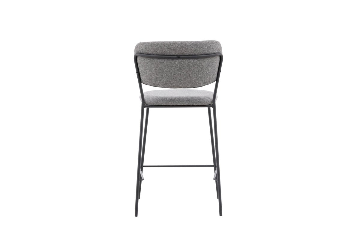 2-piece set - Bar stool Maria black coated with gray upholstery